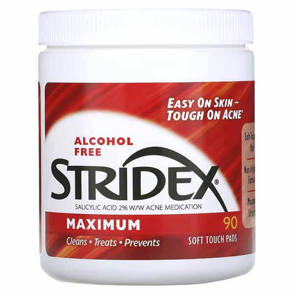Stridex 2%水楊酸抗痘/去黑頭潔面片90片(不含酒精) 水楊酸棉片 (抗痘/去黑頭粉刺)