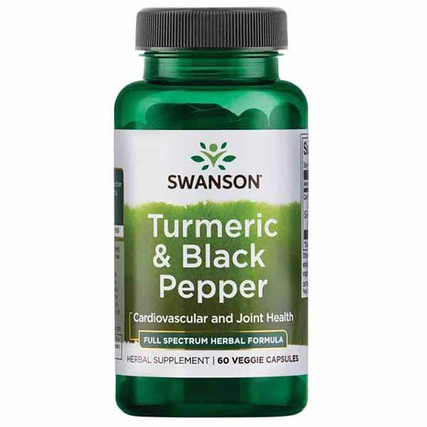 美國 Swanson 薑黃黑胡椒草本精華 Turmeric & Black Pepper 600mg 5mg 60粒